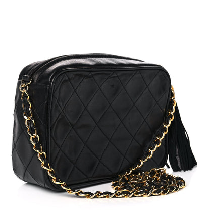 Chanel Lambskin Quilted CC Tassel Flap Camera Case Black 2 of 9