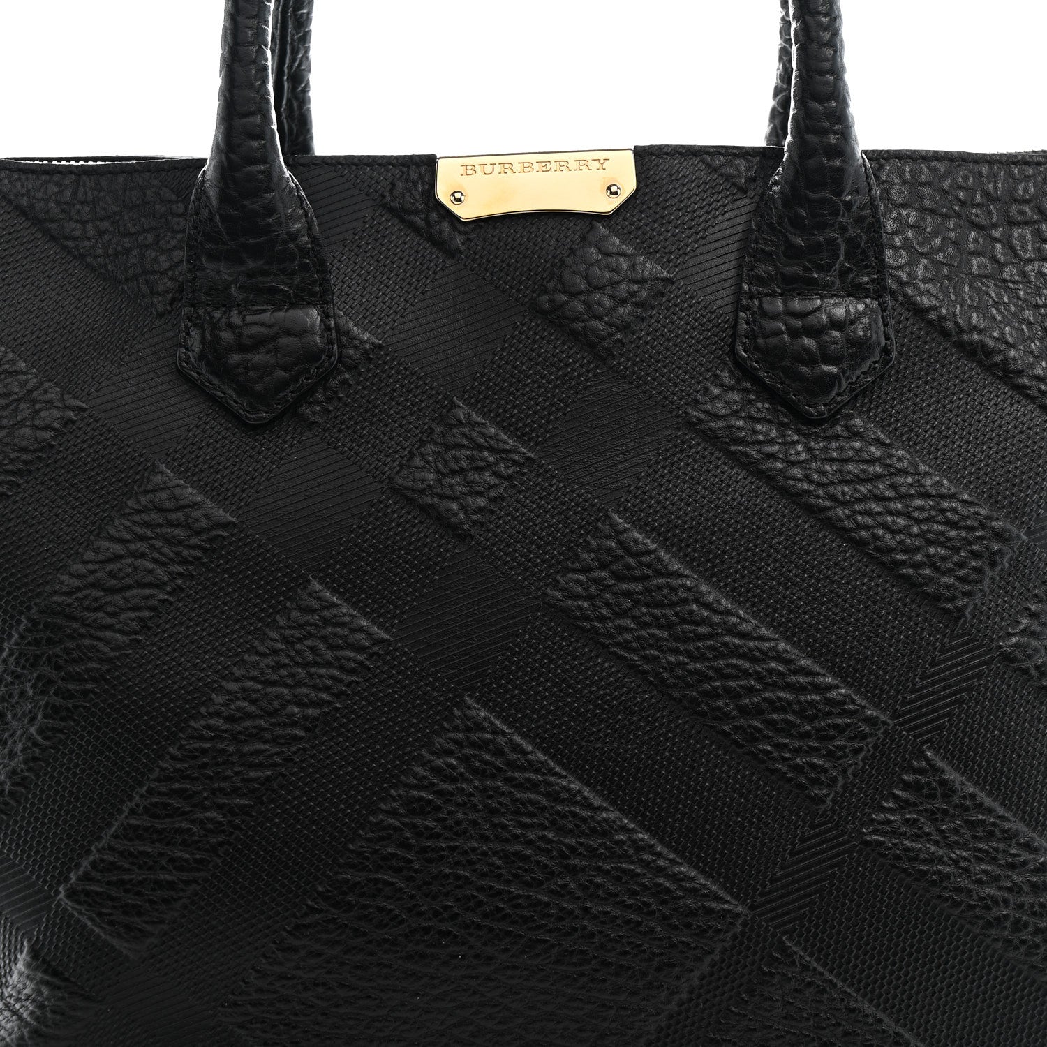 Burberry Heritage Grain Check Embossed Medium Dewsbury Tote Black 8 of 14