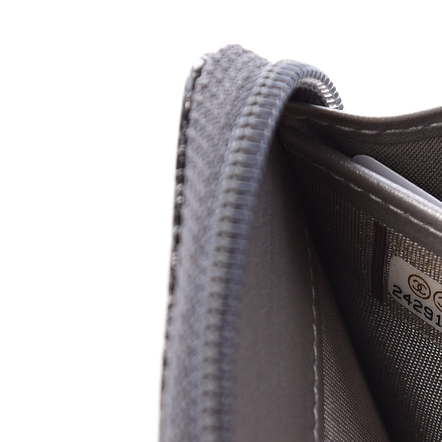 Cracked Metallic Calfskin Quilted Boy Long Zip Around Wallet Dark Silver
