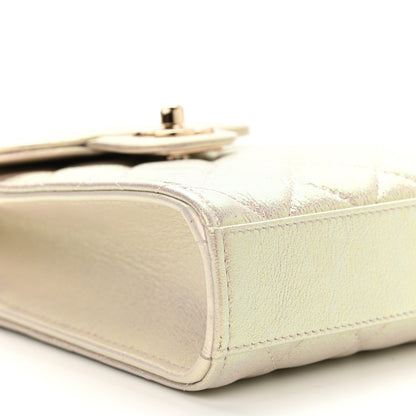 Chanel Iridescent Lambskin Quilted CC Phone Holder Ivory 10 of 13