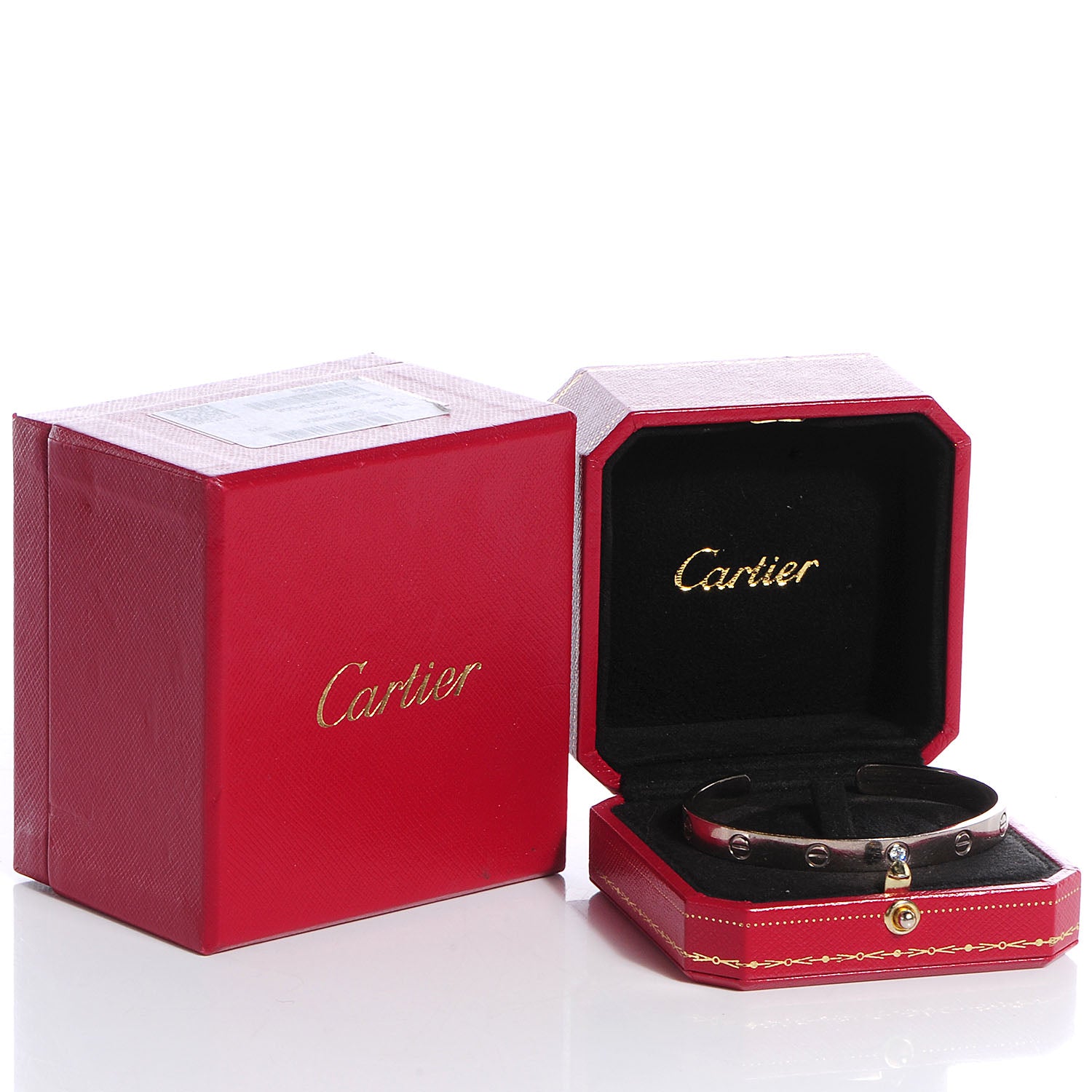 Cartier 18K White Gold 1 Diamond LOVE Cuff Bracelet 18 5 of 5