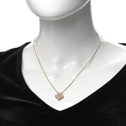 Van Cleef & Arpels 18K Yellow Gold Mother of Pearl Vintage Alhambra Pendant Necklace 2 of 7