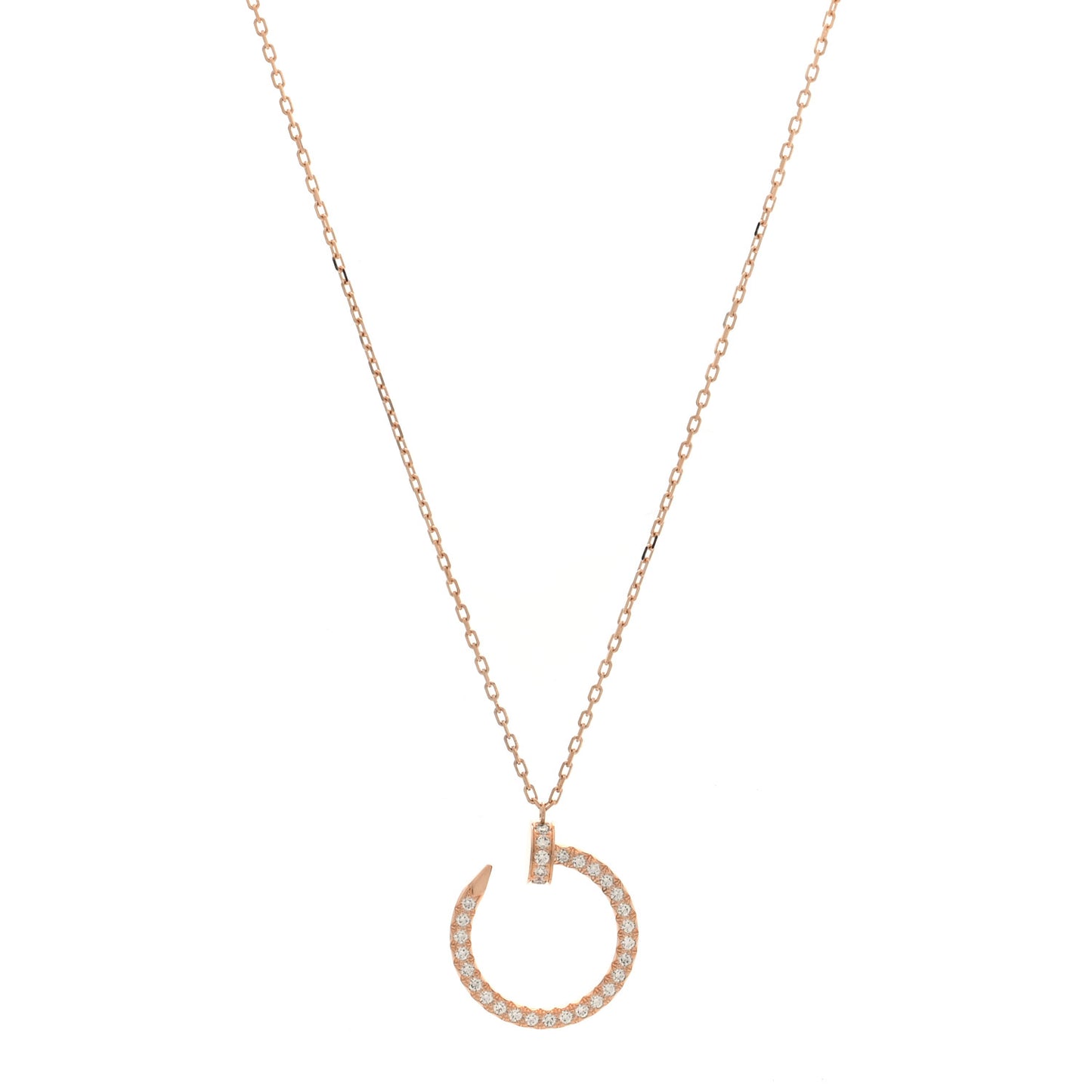 18K Pink Gold Diamond Juste Un Clou Paved Pendant Necklace