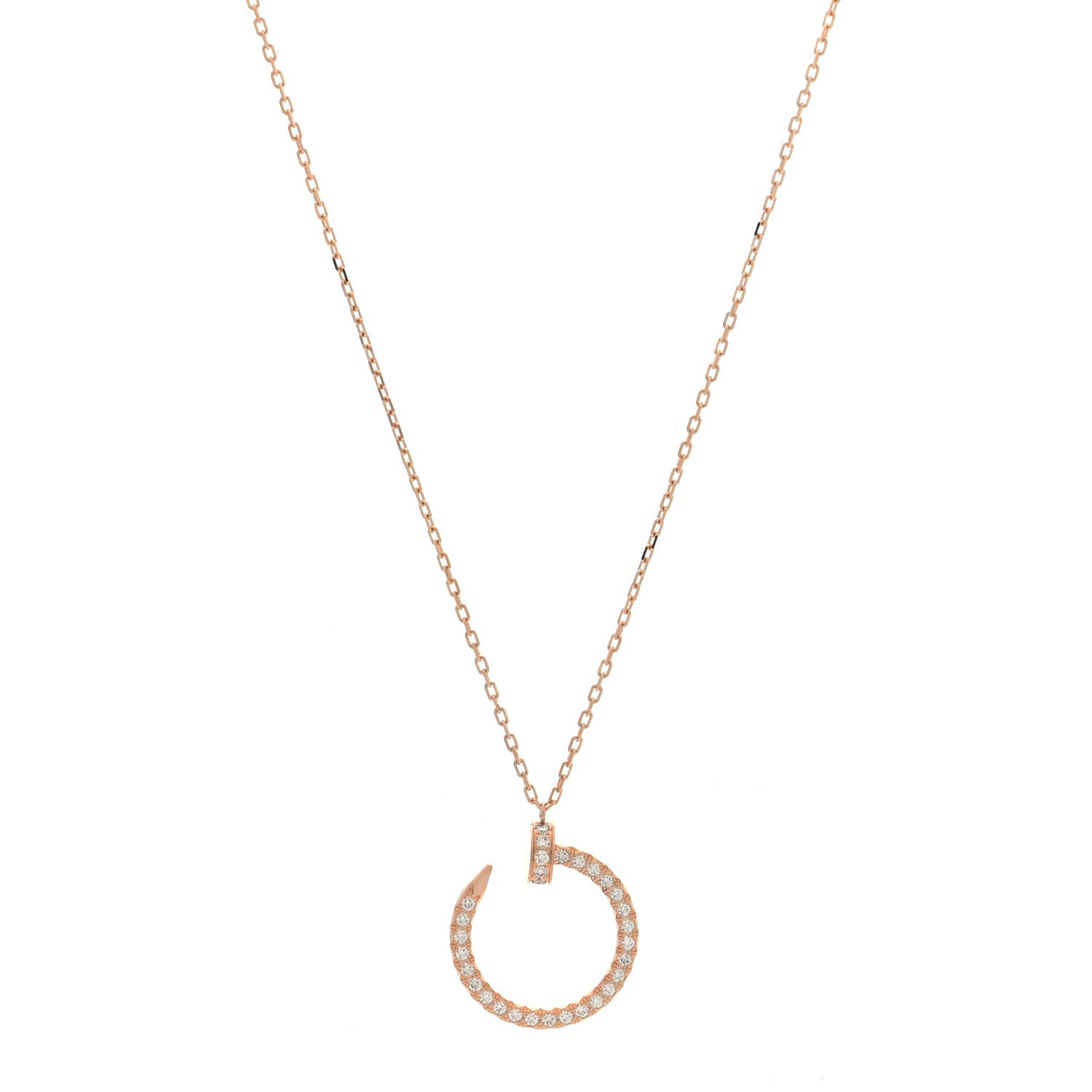Cartier 18K Pink Gold Diamond Juste Un Clou Paved Pendant Necklace 1 of 4