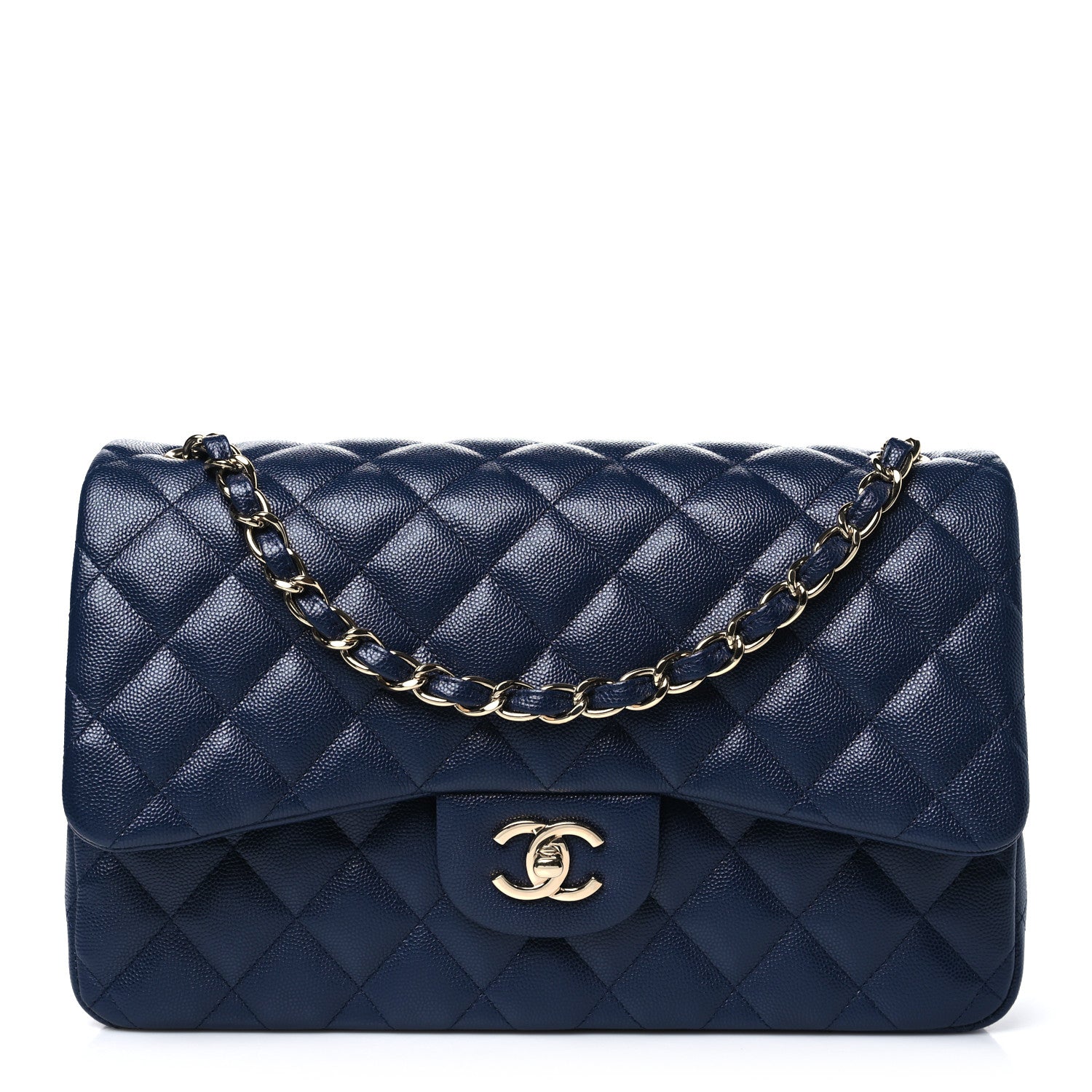 Chanel Caviar Quilted Jumbo Double Flap Navy Blue 1 of 10