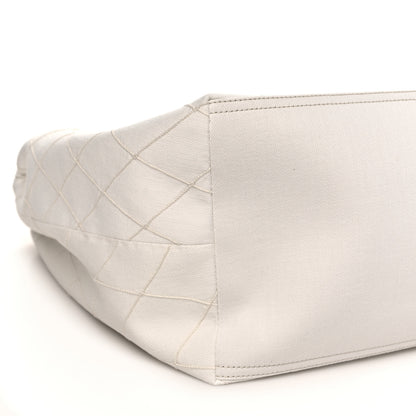 Chanel Denim Calfskin Quilted Coco Beach Small Shopping Tote White Black 18 of 21