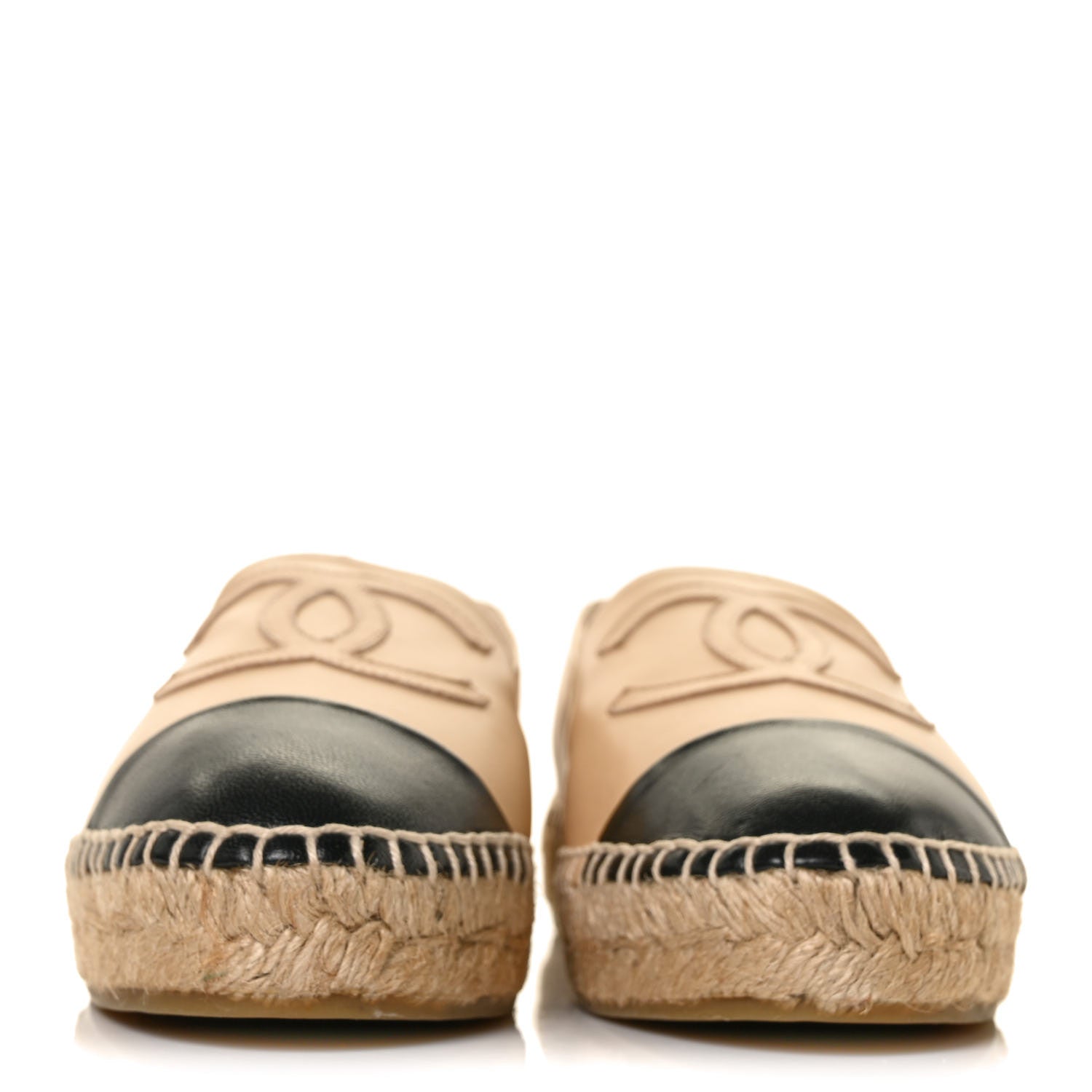 Chanel Lambskin CC Espadrilles 37 Beige Black 2 of 9