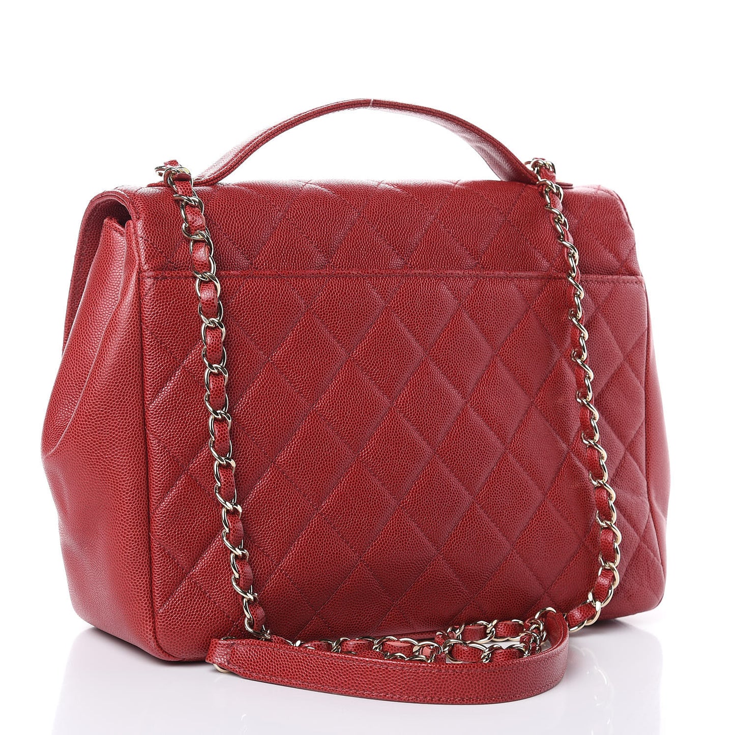 Caviar Quilted Large Business Affinity Flap Red