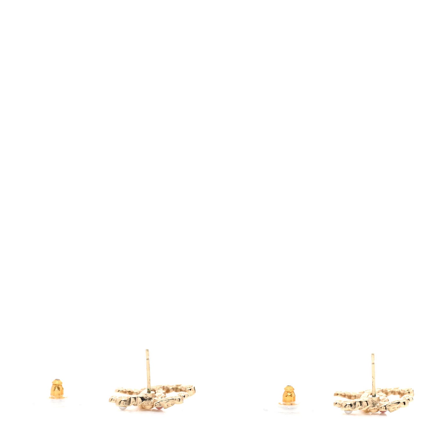 Chanel Crystal CC Earrings Gold Pink Multicolor Pearly White 3 of 4