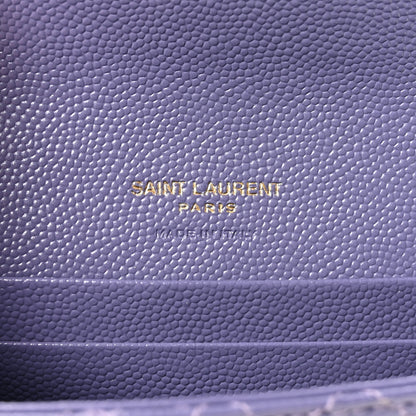 Saint Laurent Grain De Poudre Textured Mixed Matelasse Triquilt Small Monogram Envelope Wallet Dark Wisteria 6 of 6