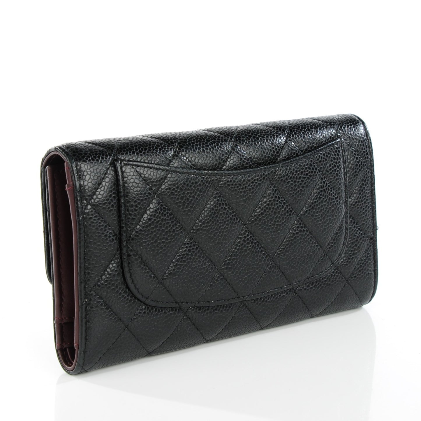Caviar Quilted Large Flap Wallet Black