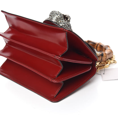 Gucci Calfskin Lisse Cornice Crystal Mini Thiara Top Handle Bag Cerise Red Gold Multicolor 6 of 10