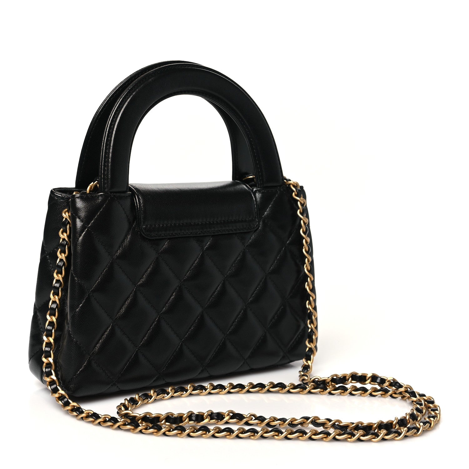 Chanel Shiny Aged Calfskin Quilted Nano Kelly Shopper Black 3 of 11
