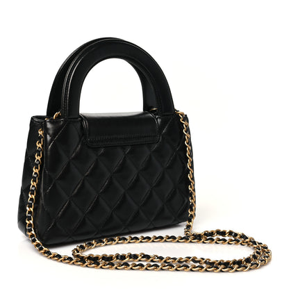 Chanel Shiny Aged Calfskin Quilted Nano Kelly Shopper Black 3 of 11
