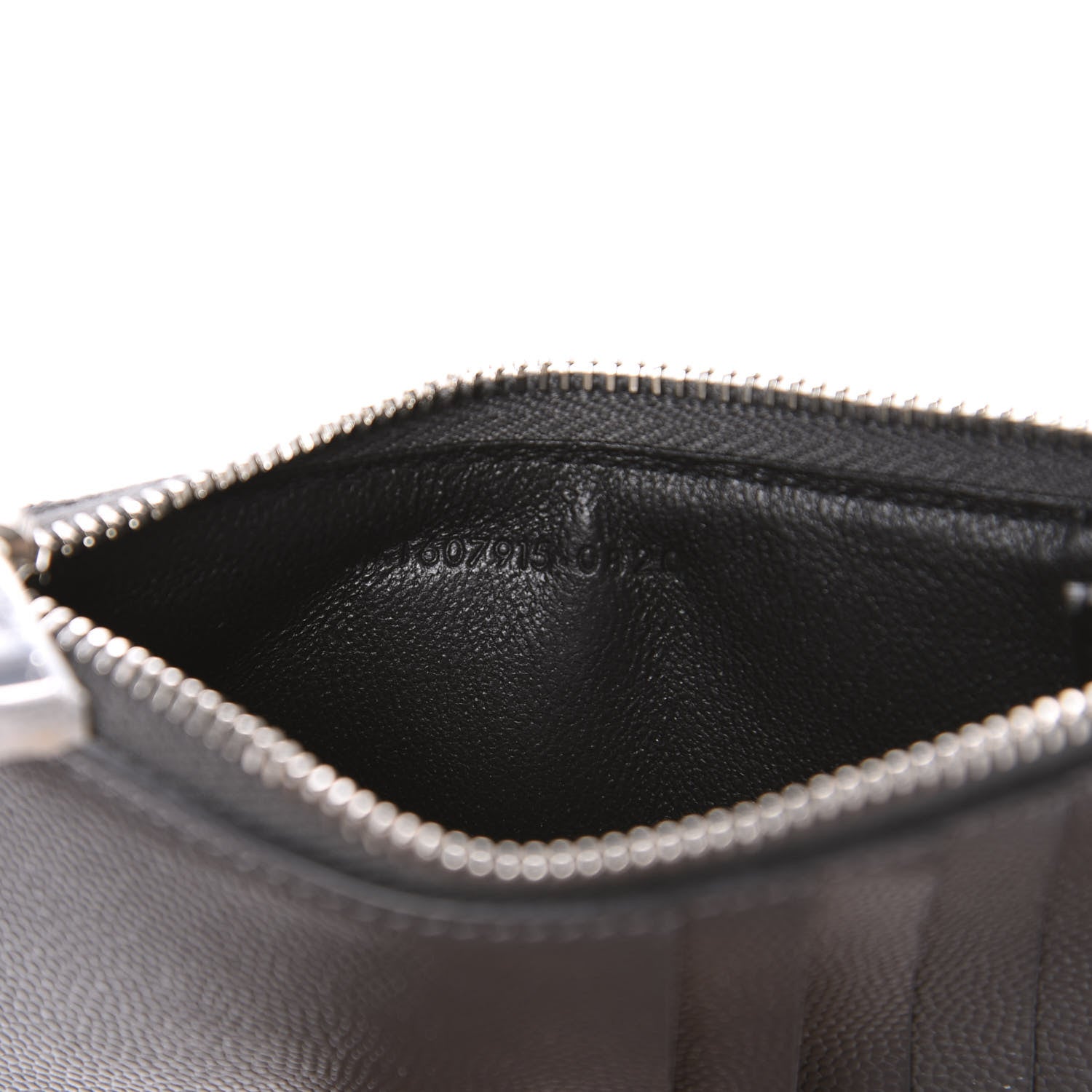 Saint Laurent Grain De Poudre Matelasse Chevron Monogram Fragments Zippered Card Case Coal 7 of 8