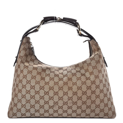 Gucci Monogram Medium Horsebit Chain Hobo Dark Brown 1 of 9