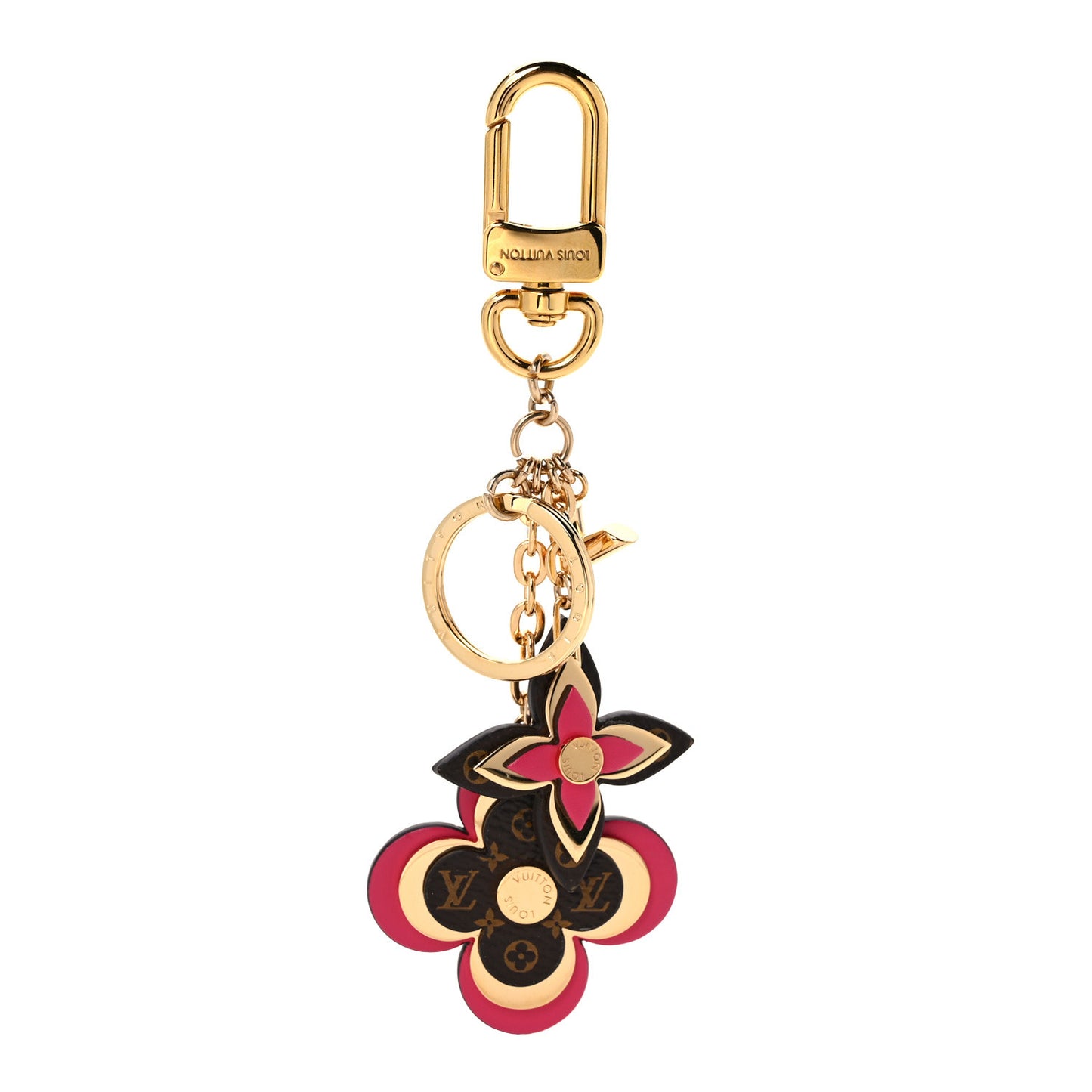 Monogram Blooming Flowers Bag Charm Key Holder Brown