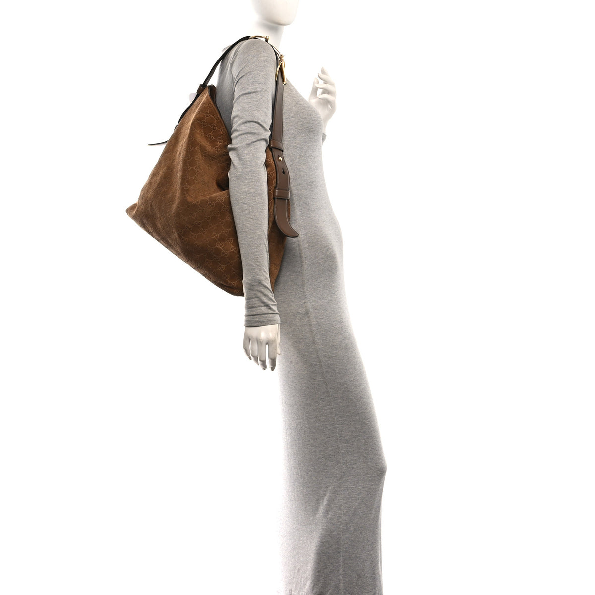 Suede Monogram Large Beatrix Tote Brown