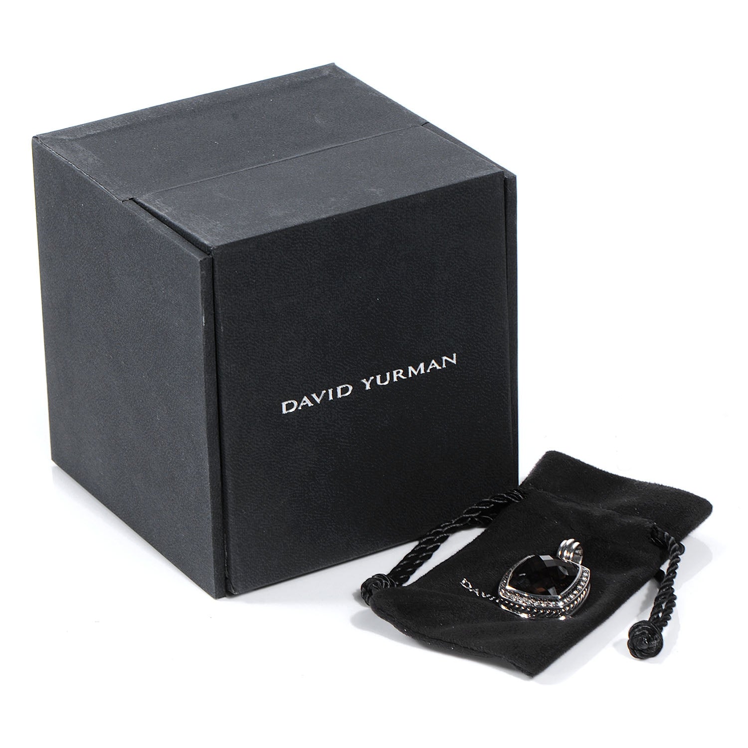 David Yurman Sterling Silver Diamond 14mm Smoky Quartz Albion Pendant 4 of 4