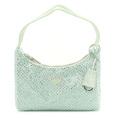 Prada Satin Crystal Mini Re-Edition 2000 Bag Acqua 1 of 8