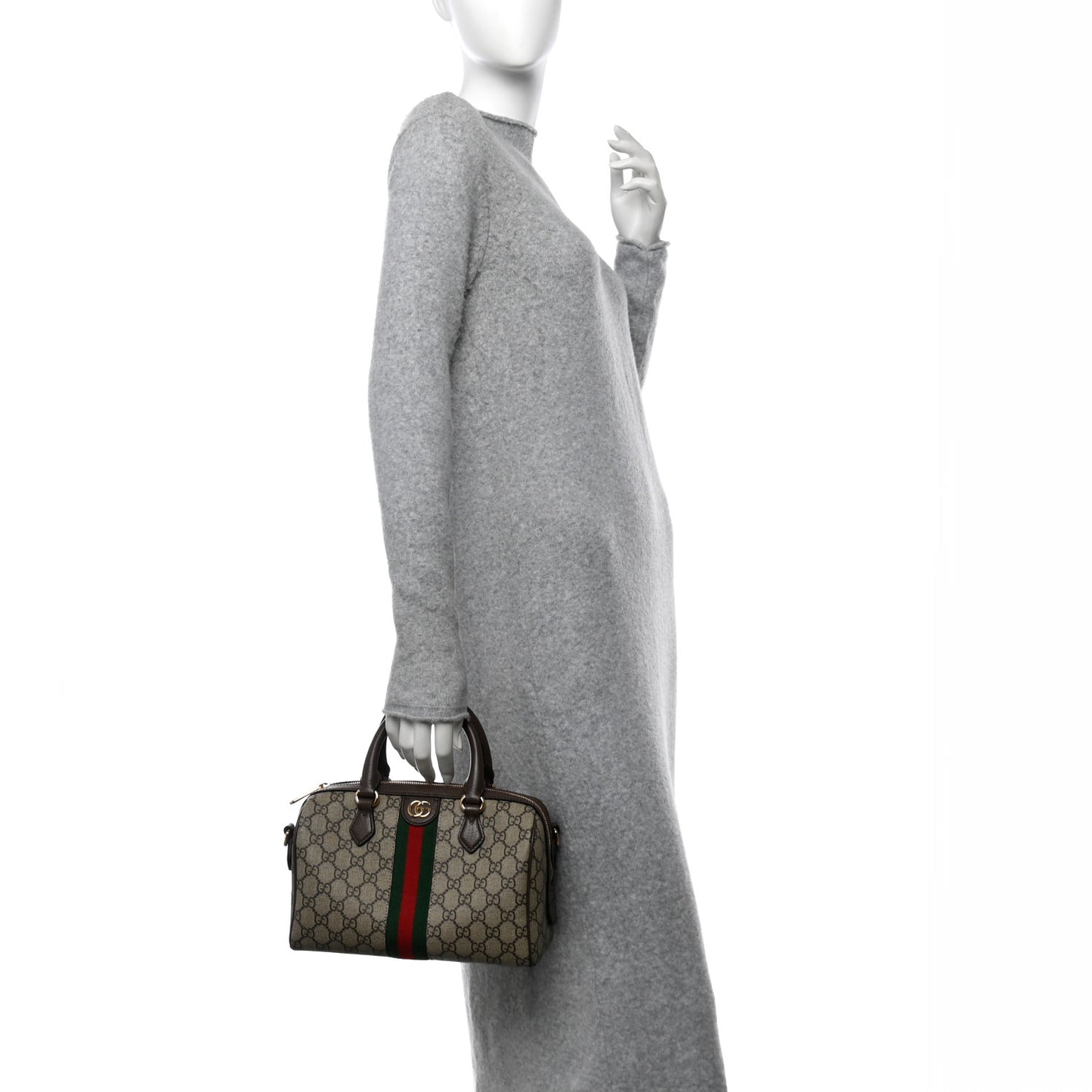 GG Supreme Monogram Web Small Ophidia Top Handle Bag Beige Ebony