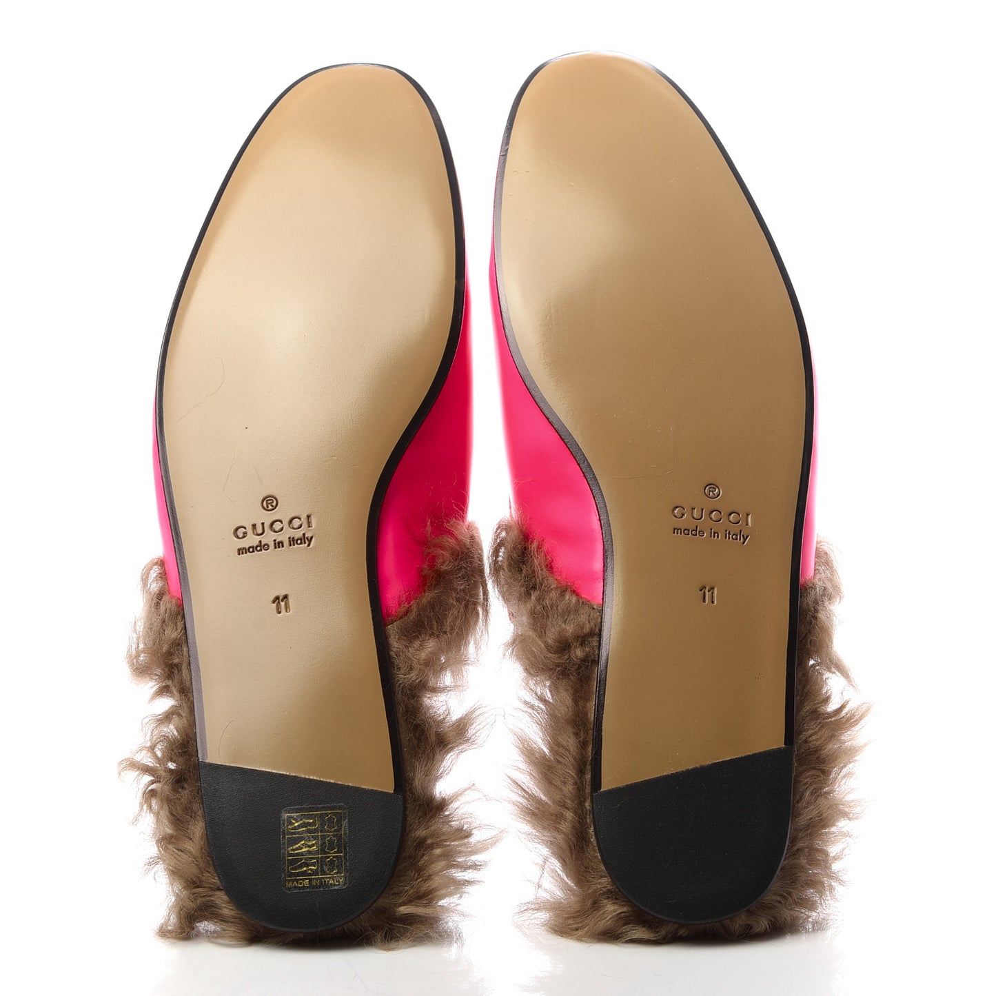 Calfskin Fur Mens Princetown Slippers 11 Fuxia Fluo Natural