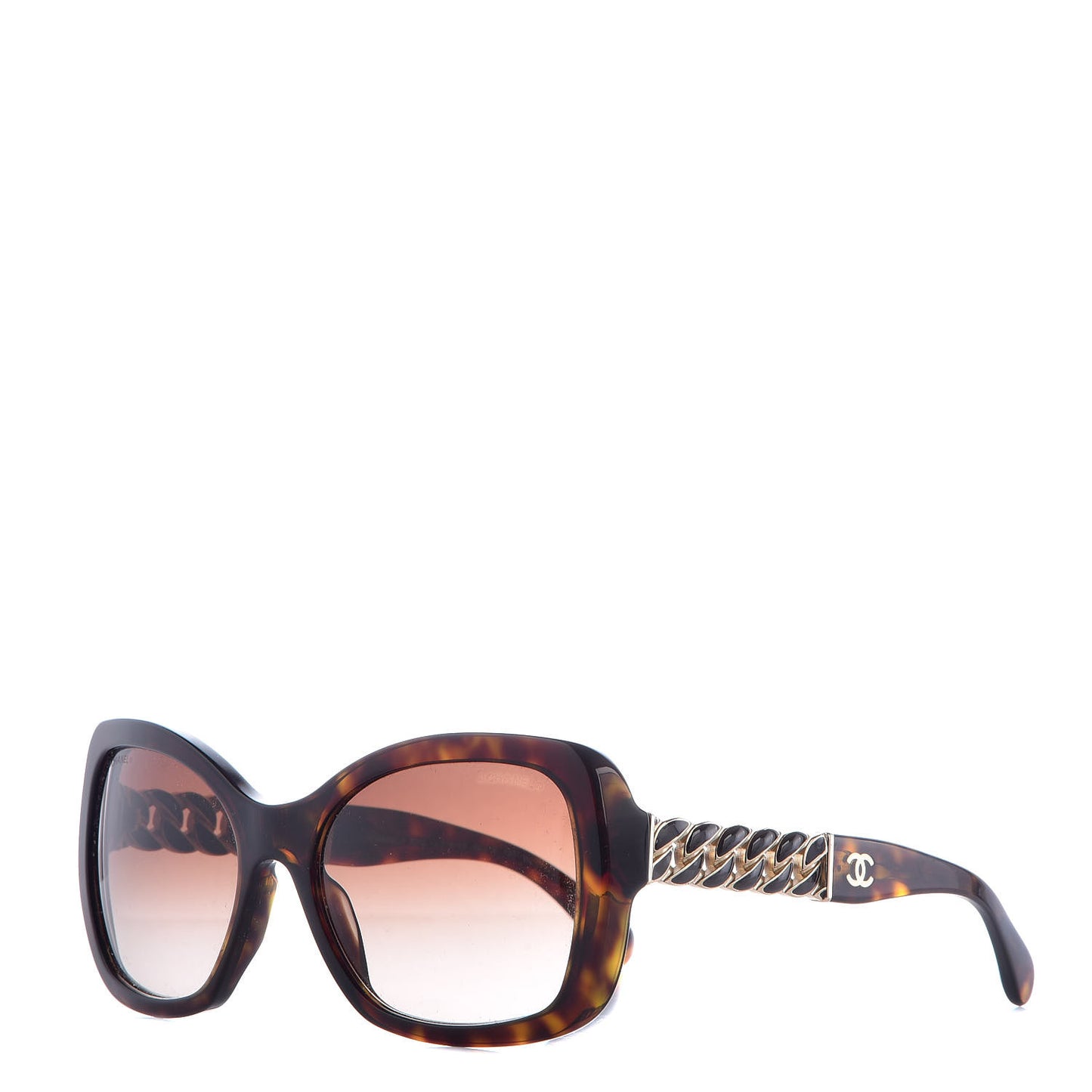 Acetate Metal Chain Square Sunglasses 5305 Brown