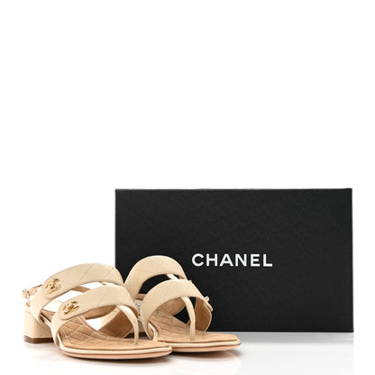 Chanel Calfskin Quilted CC Turnlock Sandals 39 Dark 39 White 17 of 17