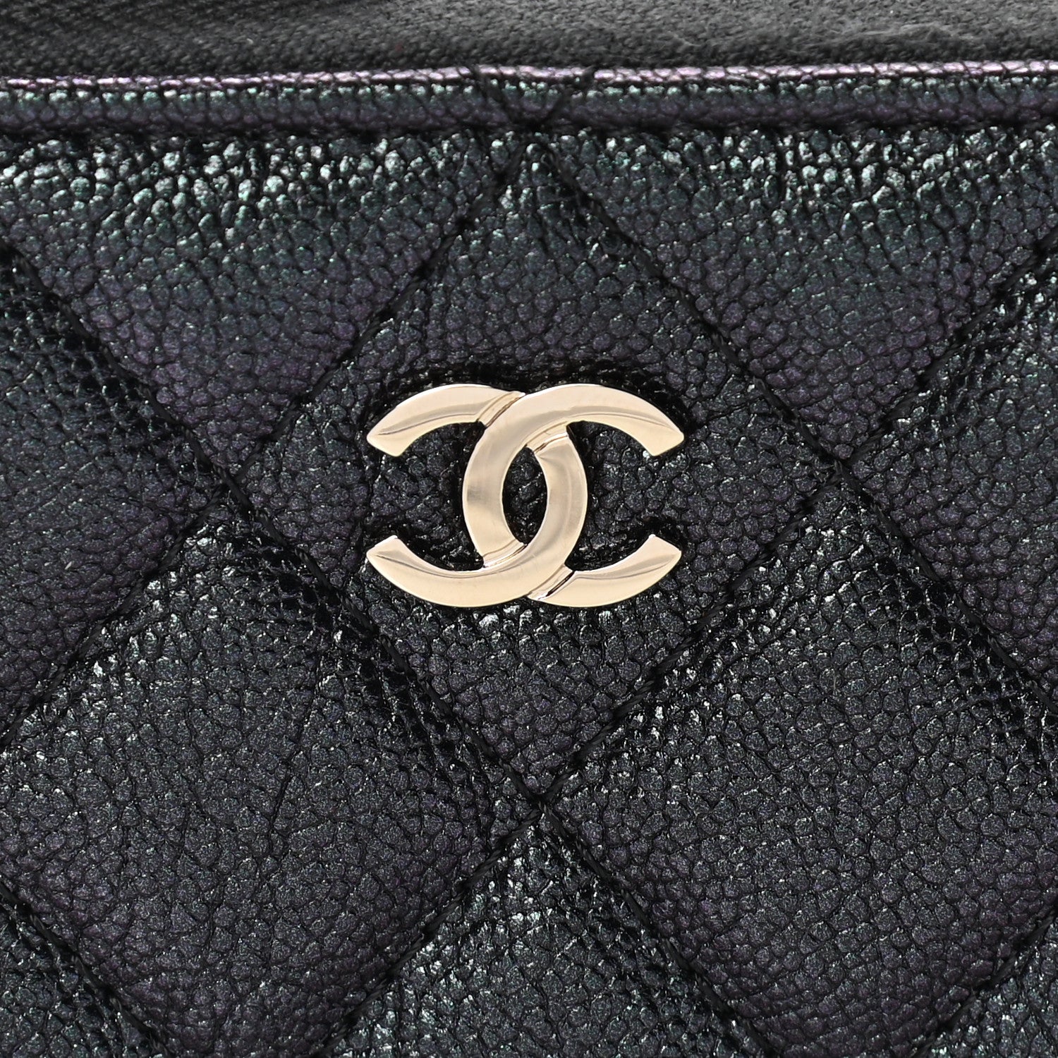 Chanel Iridescent Caviar Quilted Key Holder Case Black 7 of 7
