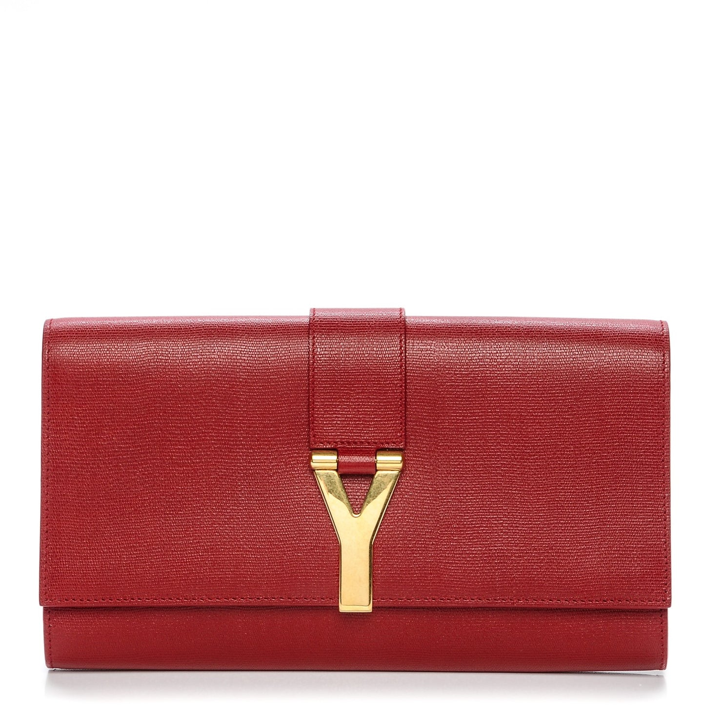 Textured Calfskin Classic Y Clutch Red