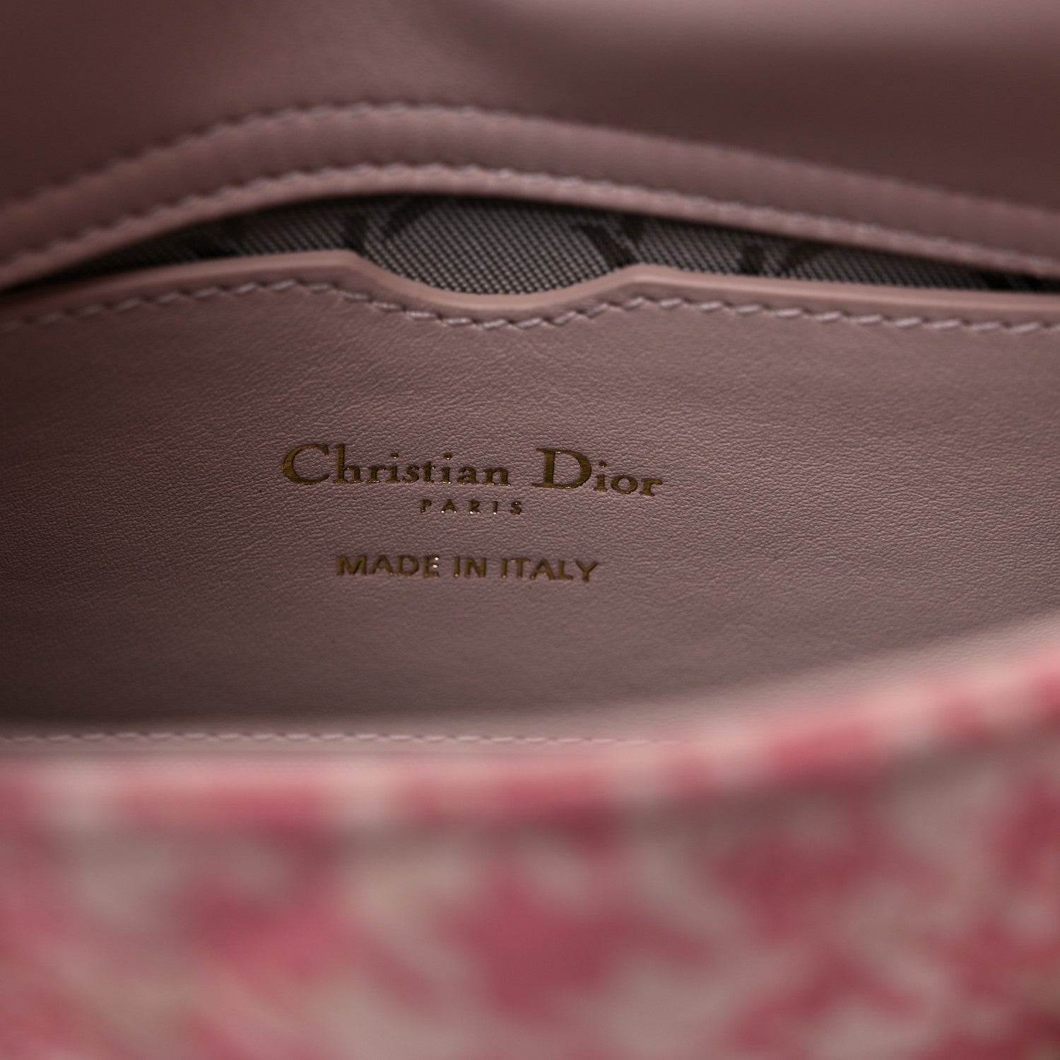 Christian Dior Lambskin Cannage Houndstooth Printed Micro Lady Dior Pink 5 of 8