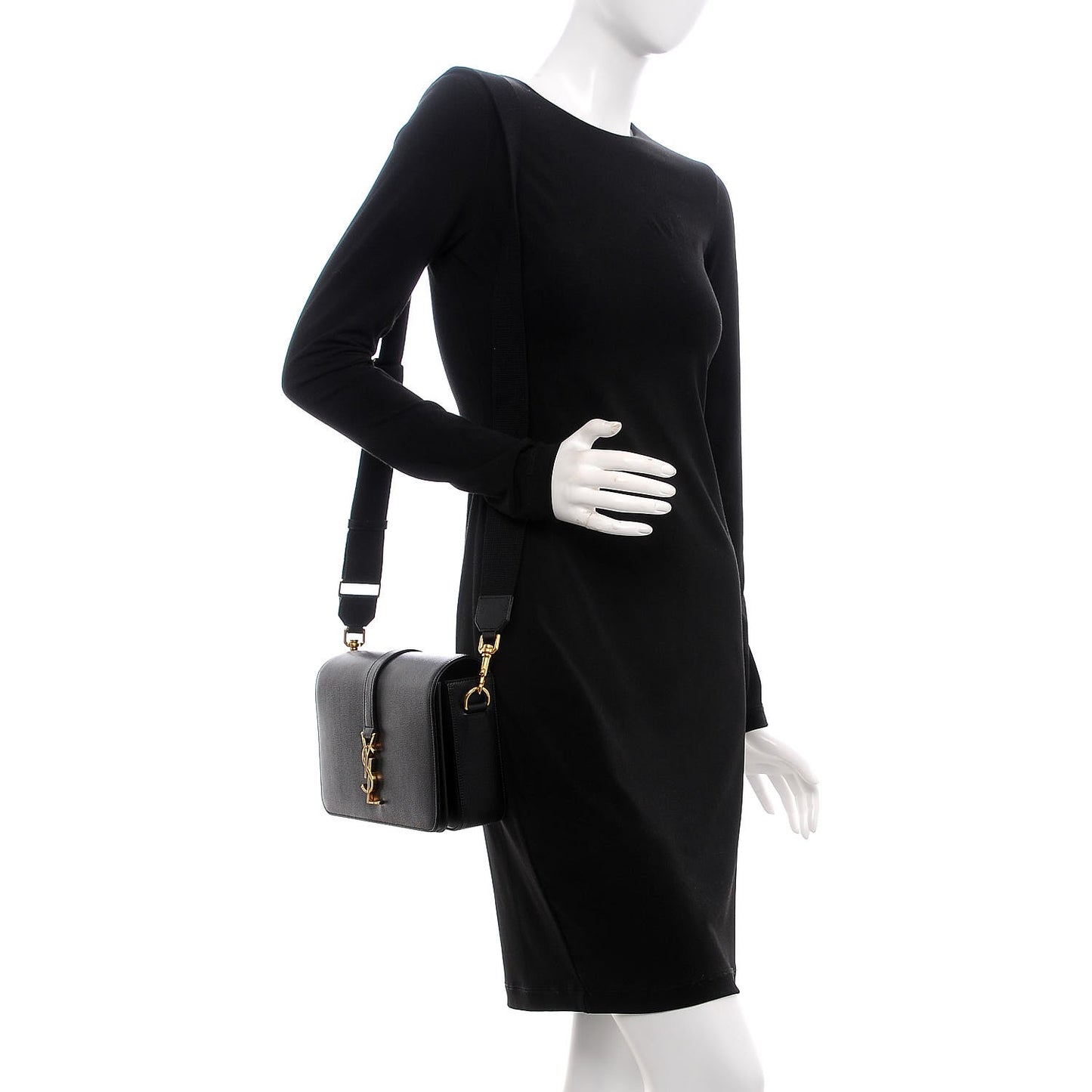 Textured Calfskin Medium Classic Monogram Universite Bag Black