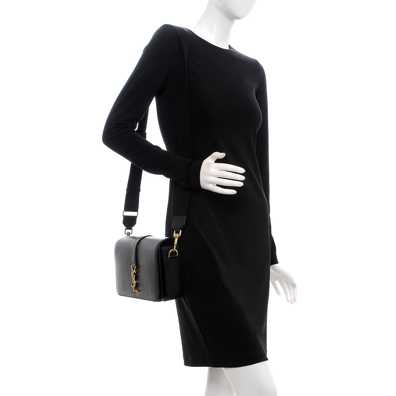 Saint Laurent Textured Calfskin Medium Classic Monogram Universite Bag Black 2 of 7