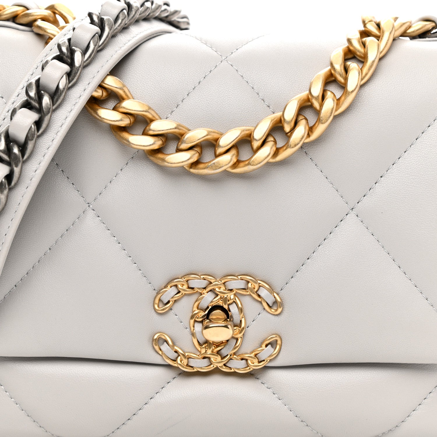 Chanel Lambskin Quilted Medium Chanel 19 Flap Grey 8 of 11