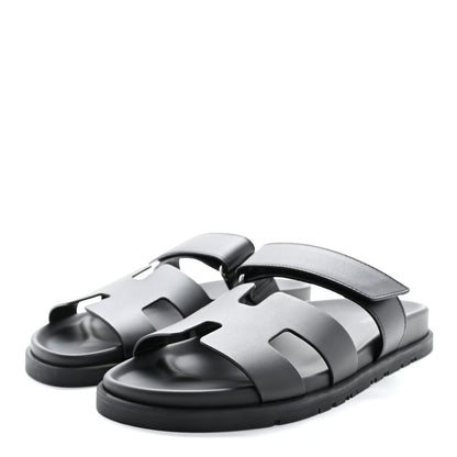 Hermes Calfskin Womens Chypre Sandals 39.5 Black 4 of 10