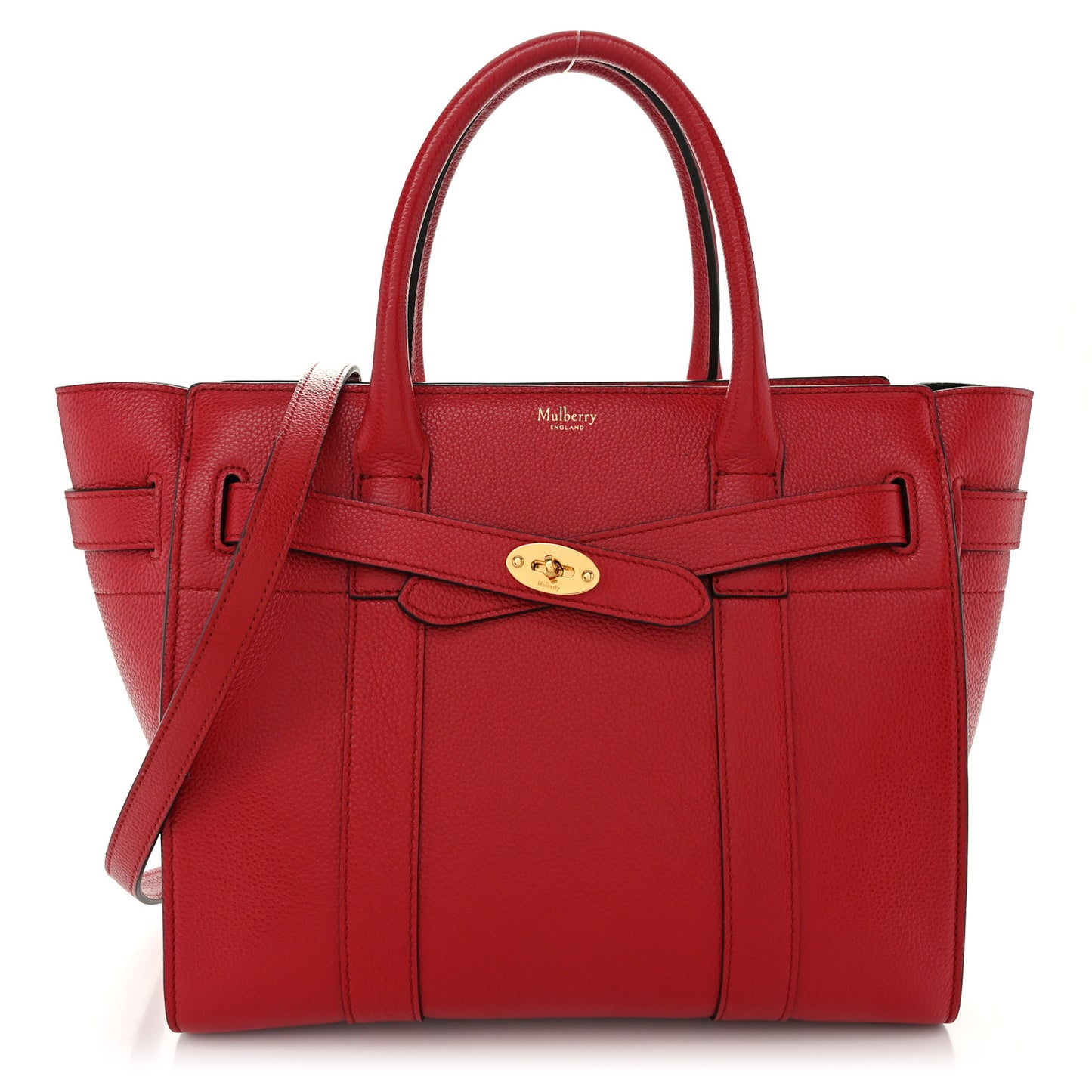Classic Grain Calfskin Small Bayswater Zip Tote Scarlet
