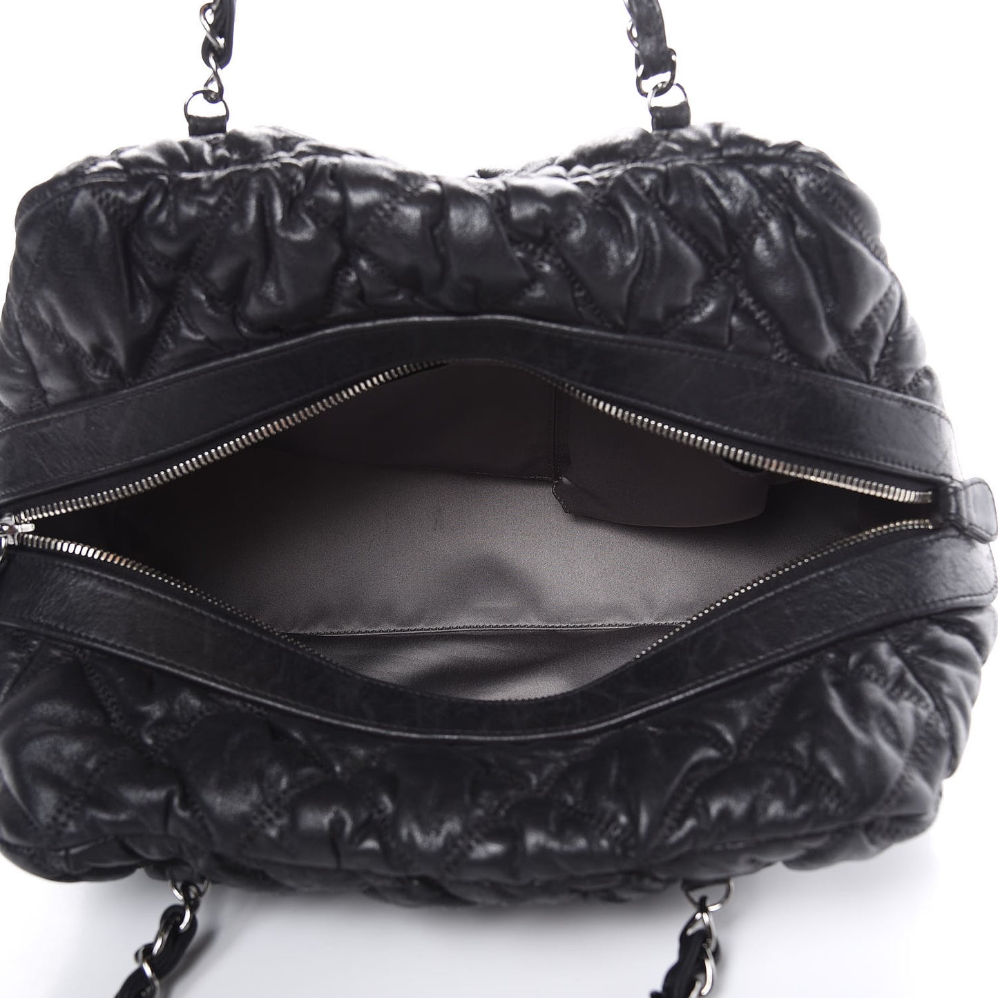 Lambskin Bubble Quilt Bowler Black