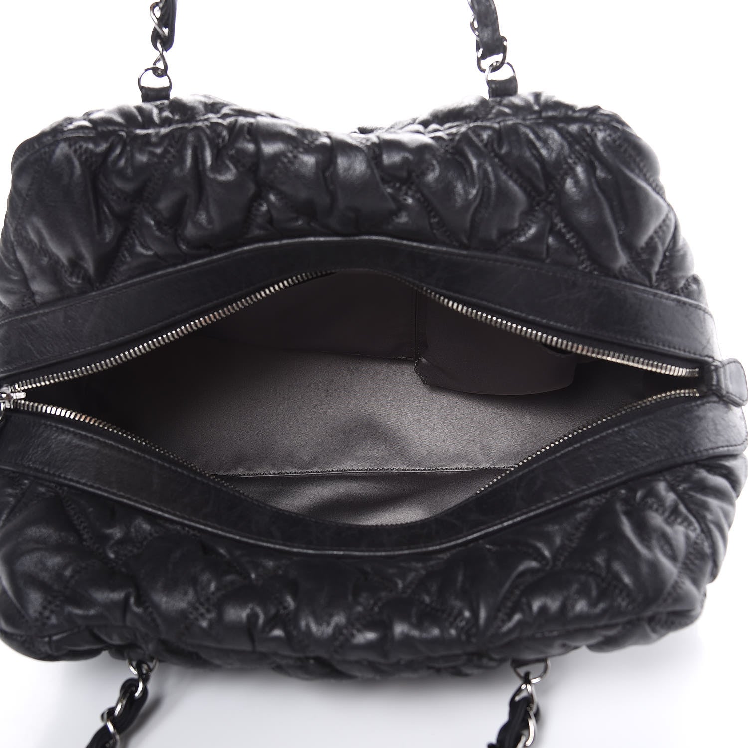 Chanel Lambskin Bubble Quilt Bowler Black 5 of 15