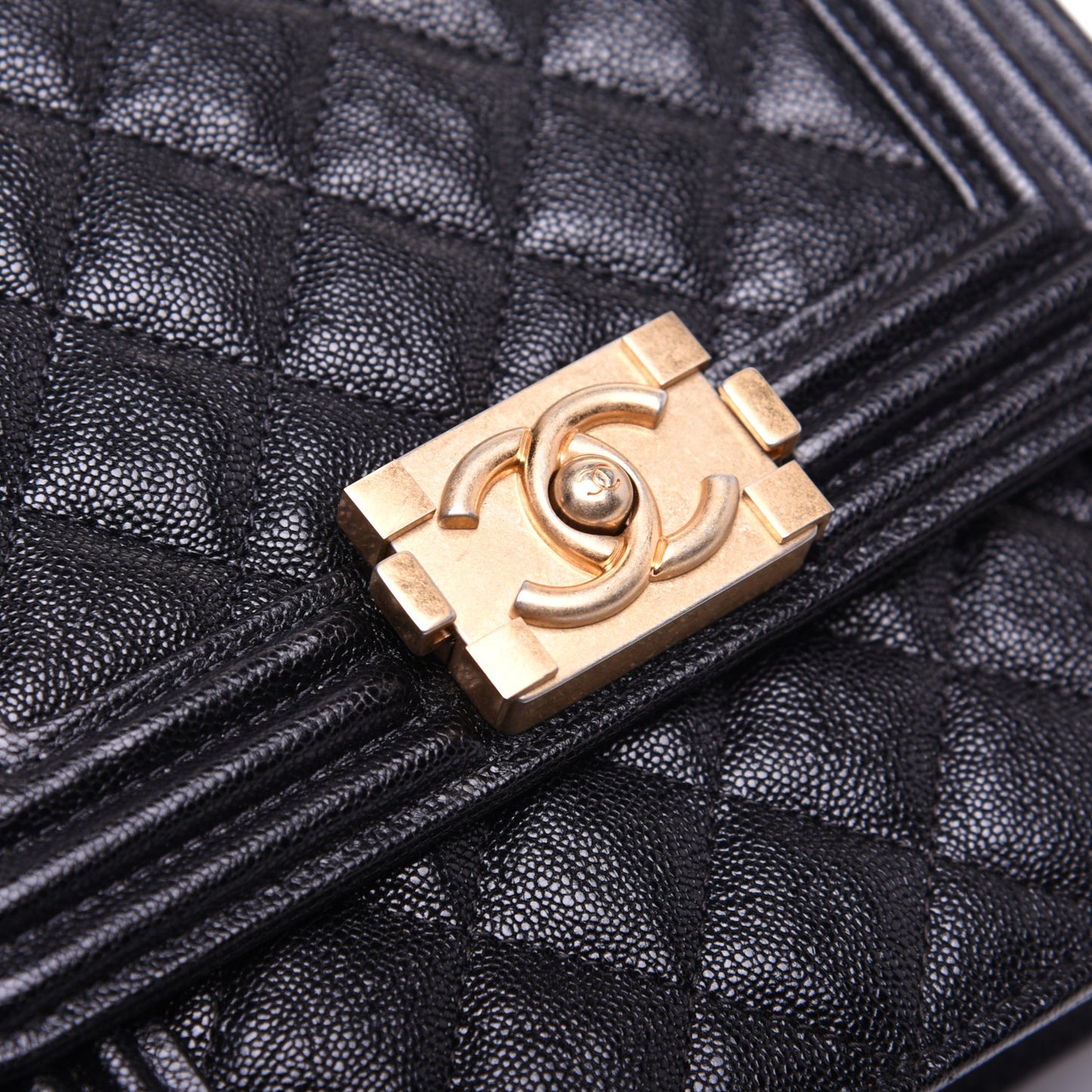 Caviar Quilted North South Boy Flap Black