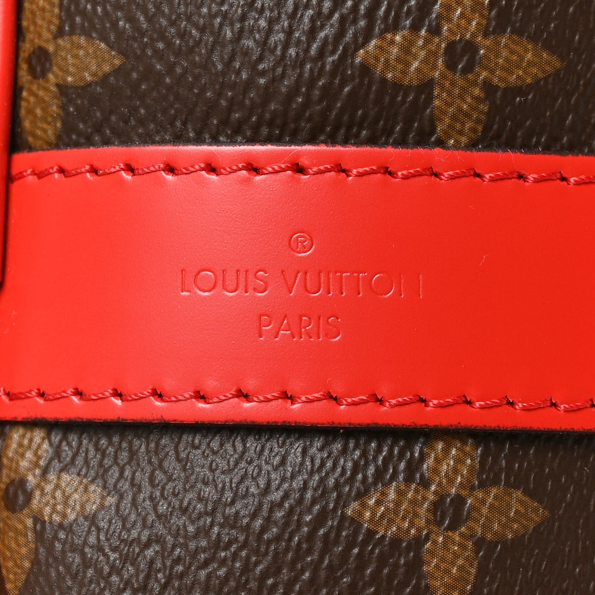 Calfskin Monogram Keepall Bandouliere 50 Coquelicot