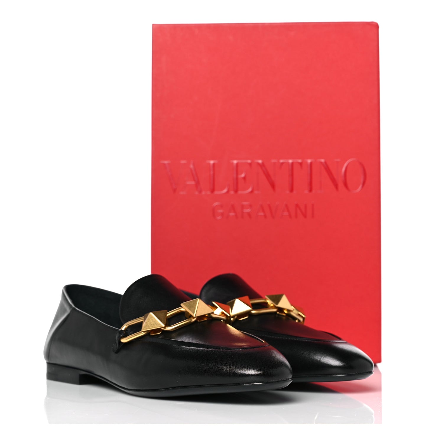Nappa Stud Sign Loafers 39 Black