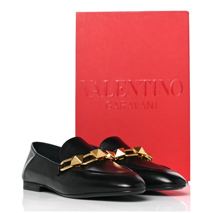 Valentino Garavani Nappa Stud Sign Loafers 39 Black 9 of 9