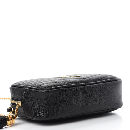 Saint Laurent Grain De Poudre Matelasse Monogram Mini Lou Camera Bag Black 4 of 11