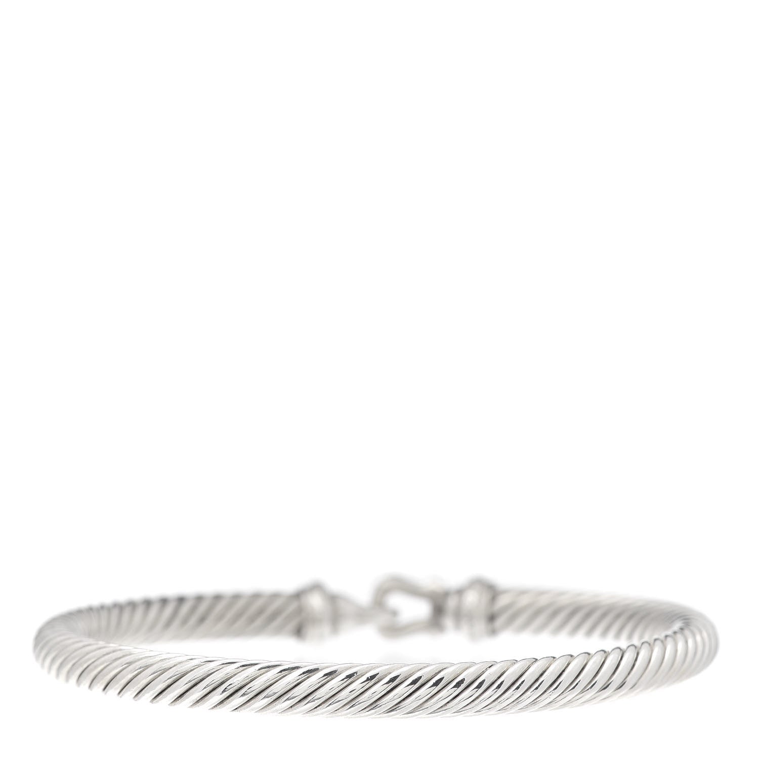 David Yurman Sterling Silver Diamond 5mm Cable Buckle Bracelet 3 of 4