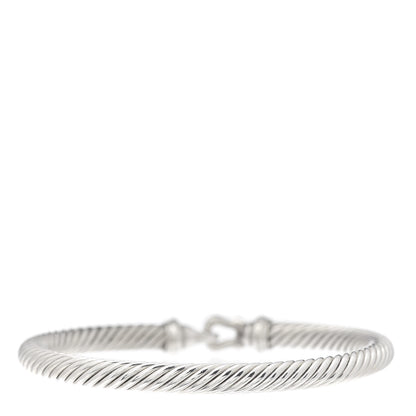 David Yurman Sterling Silver Diamond 5mm Cable Buckle Bracelet 3 of 4