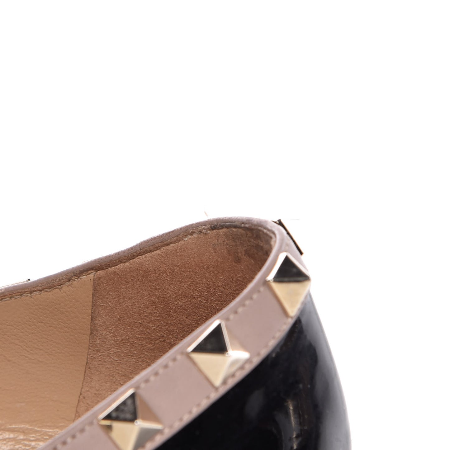 Patent Nappa Rockstud Ballerina Flats 38 Black Poudre