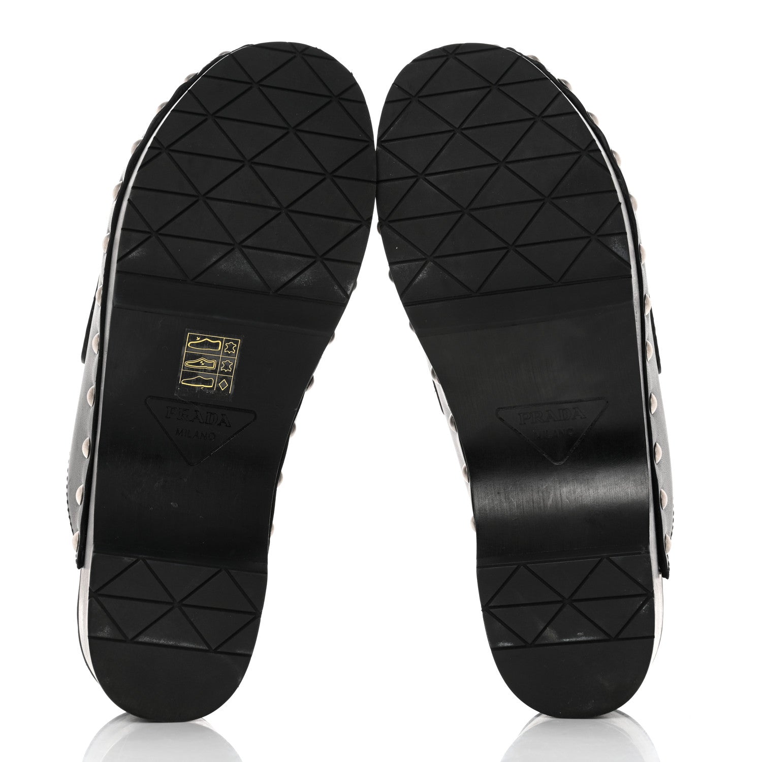 Prada Natural Calfskin Metal Triangle Logo 45mm Clogs 36 Black 5 of 9