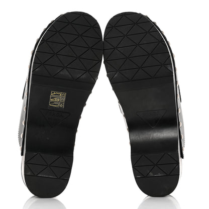 Prada Natural Calfskin Metal Triangle Logo 45mm Clogs 36 Black 5 of 9