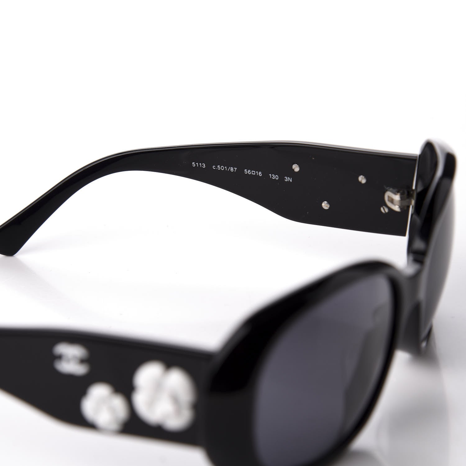 Chanel Camellia CC Sunglasses 5113 Black 6 of 8