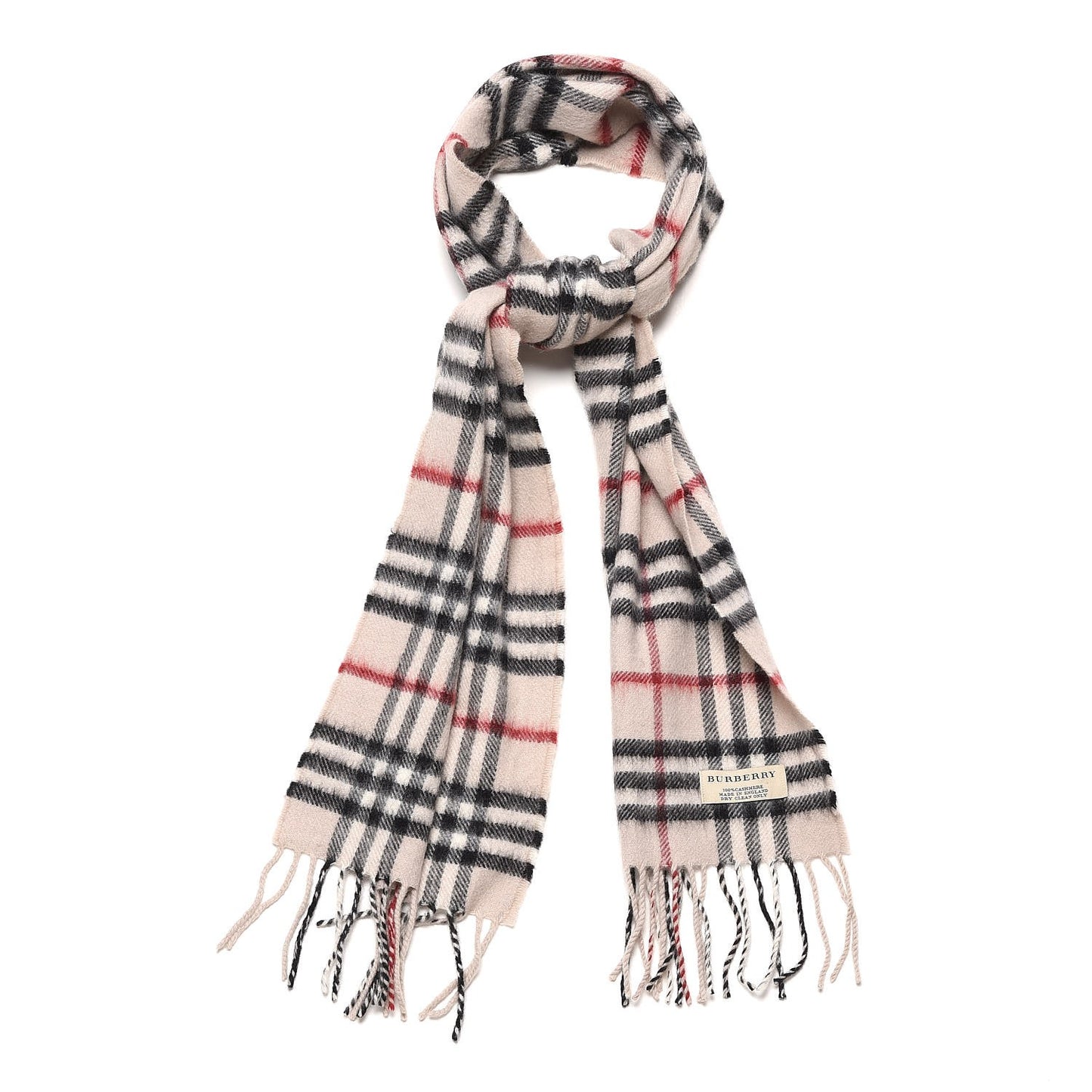 Cashmere House Check Fringe Scarf Beige